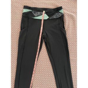 Lululemon Athletica Women’s Black Leggings With Teal Abstract Size 4